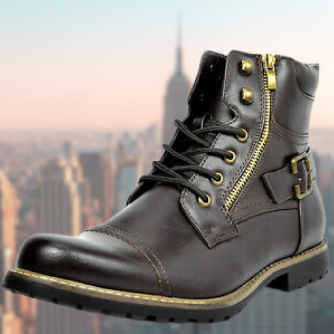 Leder-Motorradstiefel für Männer Drune