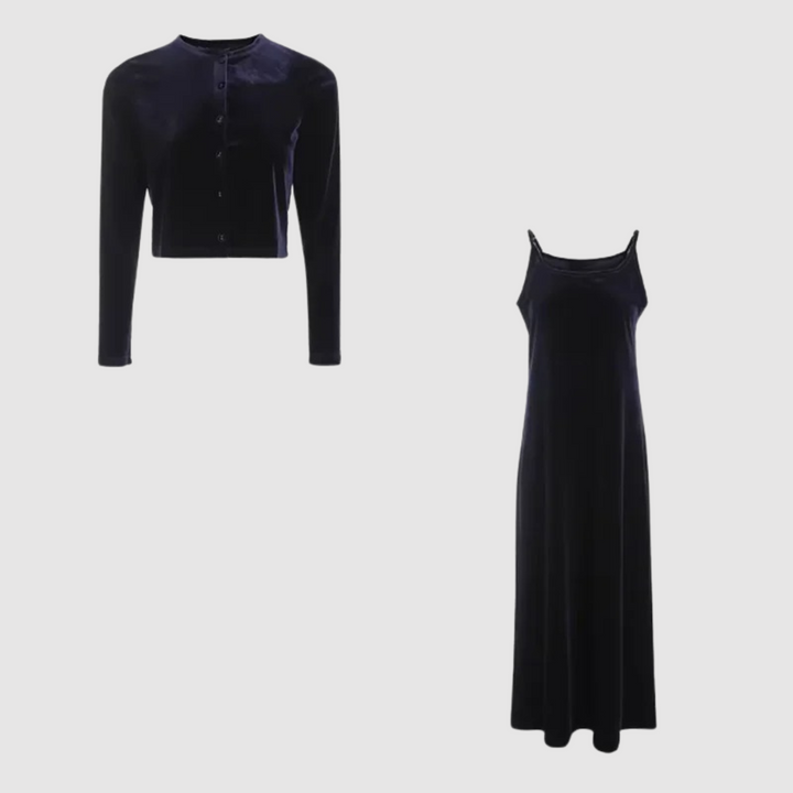 Drune | Weste und Kleid Satz mit Samtträgern