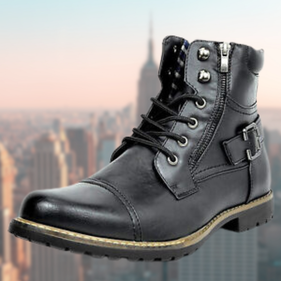 Leder-Motorradstiefel für Männer Drune