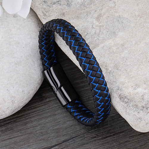 Drune | Coole Lederarmband mit Schwarz und Blau Detail
