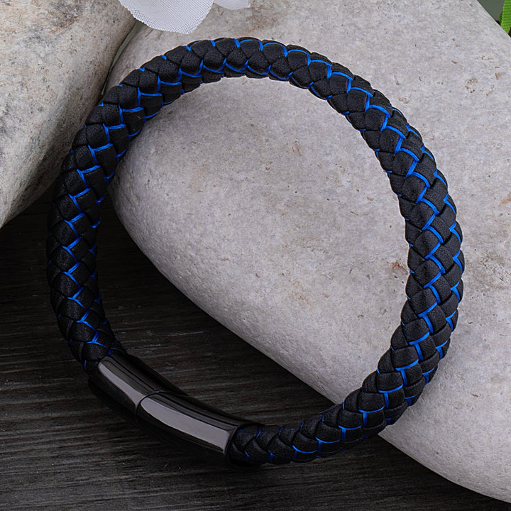 Drune | Coole Lederarmband mit Schwarz und Blau Detail
