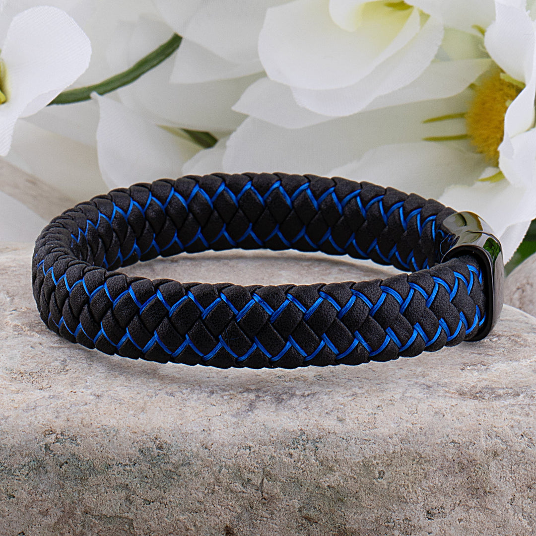 Drune | Coole Lederarmband mit Schwarz und Blau Detail