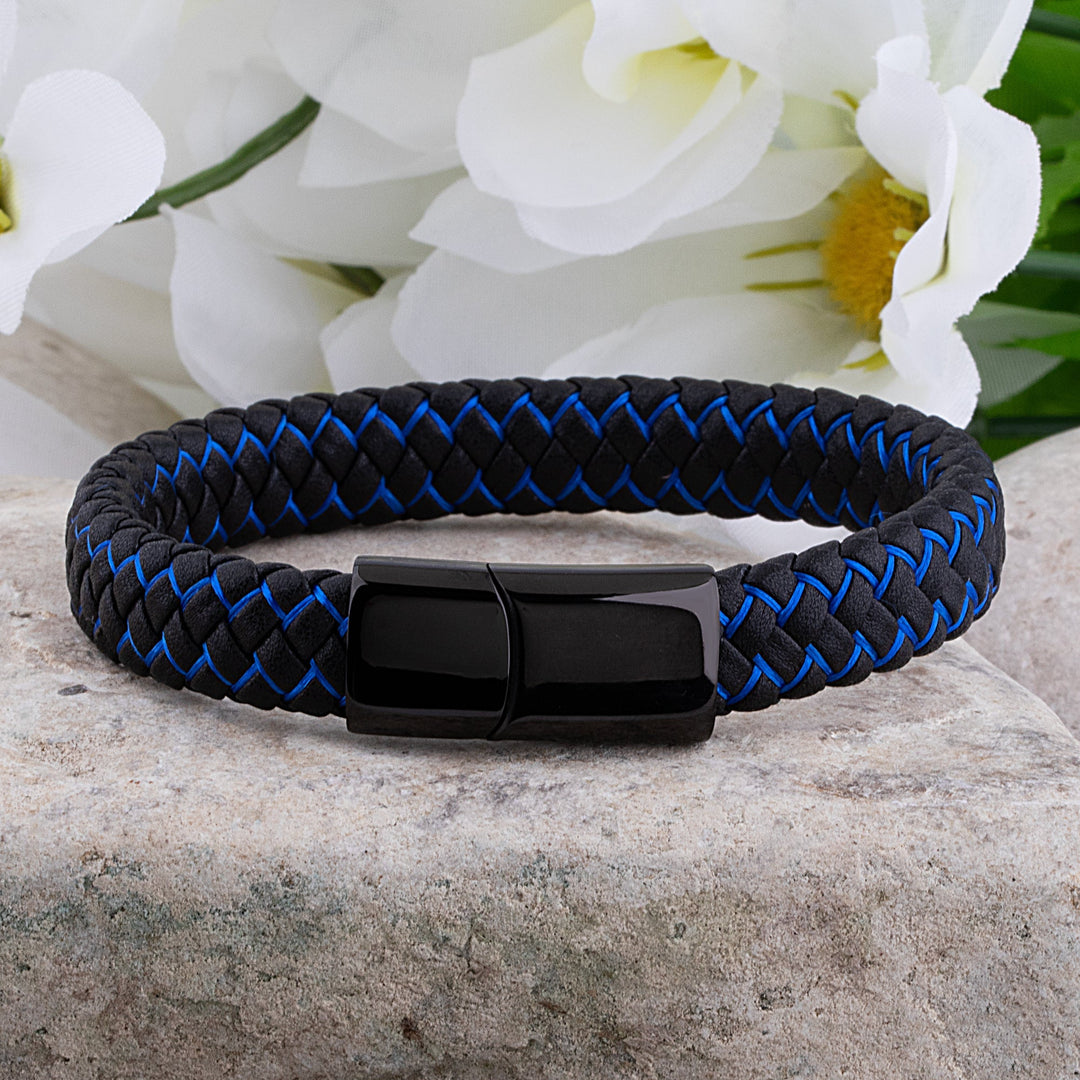 Drune | Coole Lederarmband mit Schwarz und Blau Detail