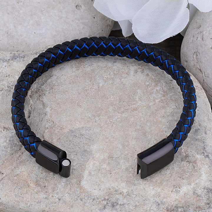 Drune | Coole Lederarmband mit Schwarz und Blau Detail