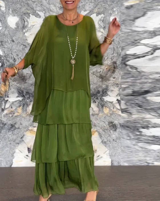 Drune | Maxi Kleid Mit Weitem Rundhalsausschnitt