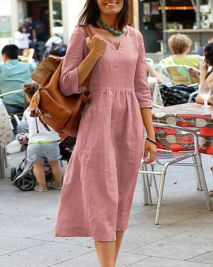 Drune | Elegante Leinen Tunika Kleid - Stilvolles Leinen Kleid für einen Raffinierten Look