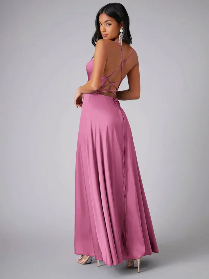 Drune | Seiden-Maxikleid mit Geflochtenem Rücken Kleid Dich für Formelle Anlässe Lucette