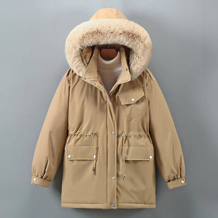 Drune | Winterjacke - gesteppte Jacke mit Kapuze, Pelzkragen und weichem Fleecefutter