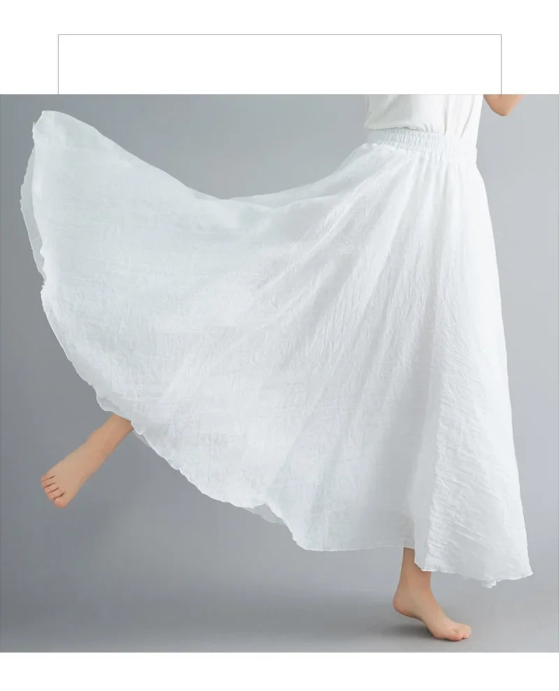 Drune | Mode Baumwolle Leinen Kleidung Frauen Röcke Maxi Y2K Elegant Strand Saia Ropa Mujer Lässiges Kleid Boho Lange Röcke Faldas Harajuku
