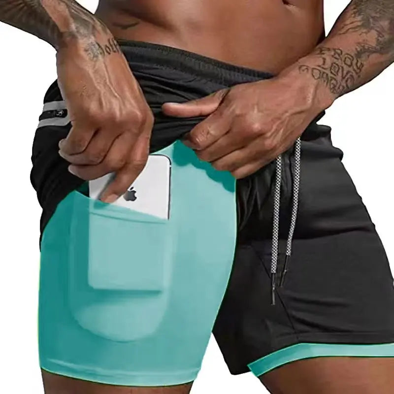 Drune | Herren 2 in 1 Laufshorts Schnelltrocknend Für Sport Und Training Selfico