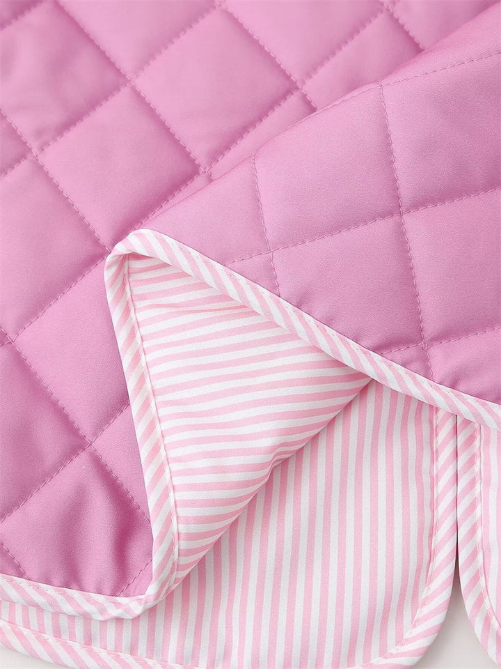 Drune | Mantel Rosa Damen mit Patchwork und Schleife
