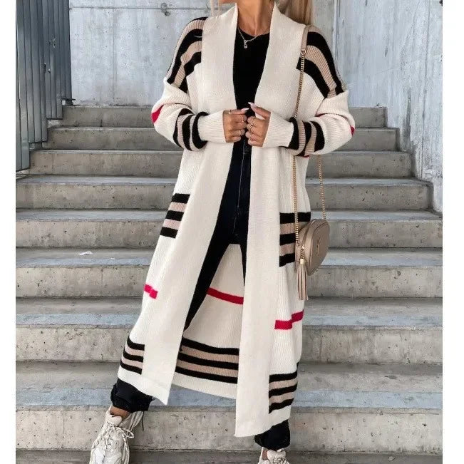Drune - Langer Strickcardigan mit Streifen