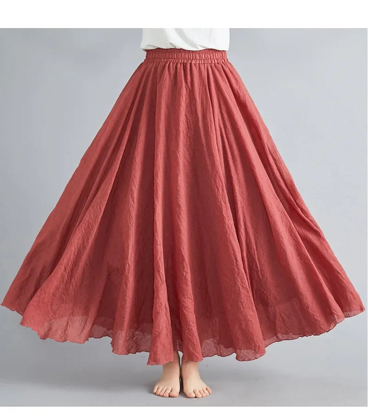 Drune | Mode Baumwolle Leinen Kleidung Frauen Röcke Maxi Y2K Elegant Strand Saia Ropa Mujer Lässiges Kleid Boho Lange Röcke Faldas Harajuku