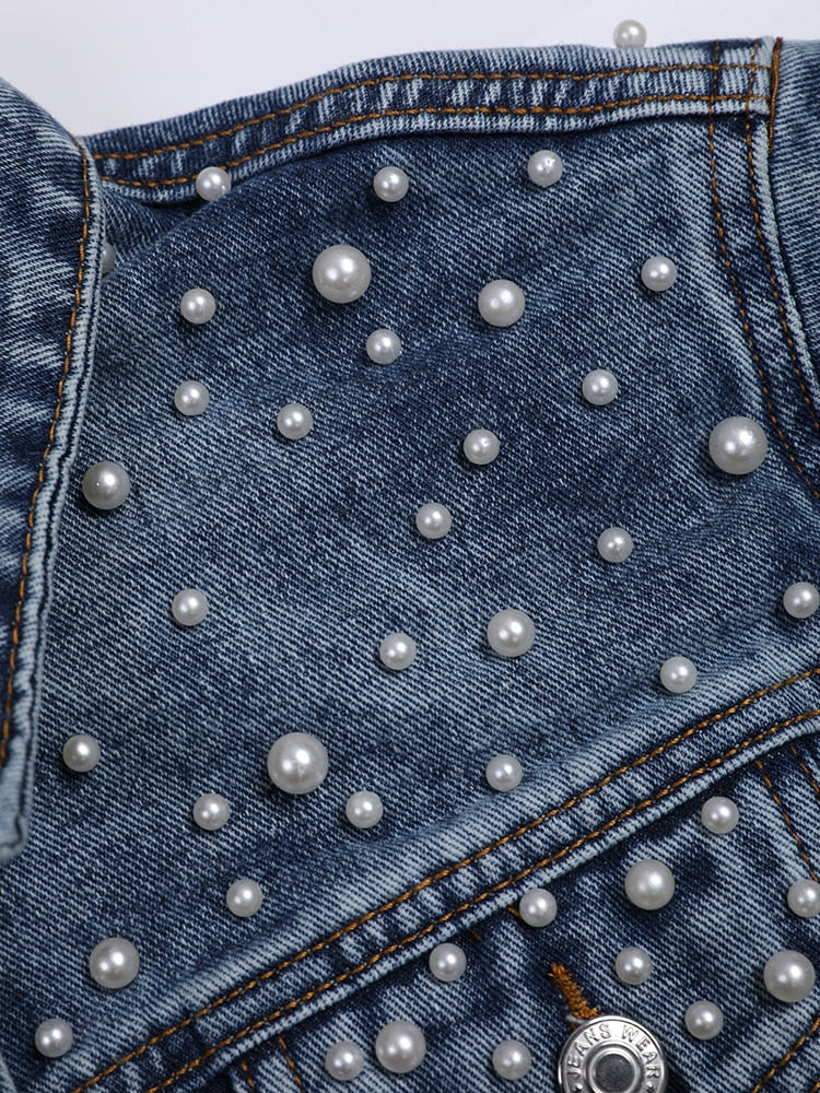 Drune | Lässige Jeansjacke Mit Perlen