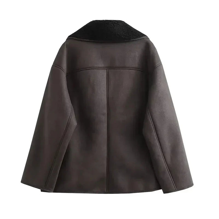 Drune | Damen Leder Winterjacke Plüschfutter