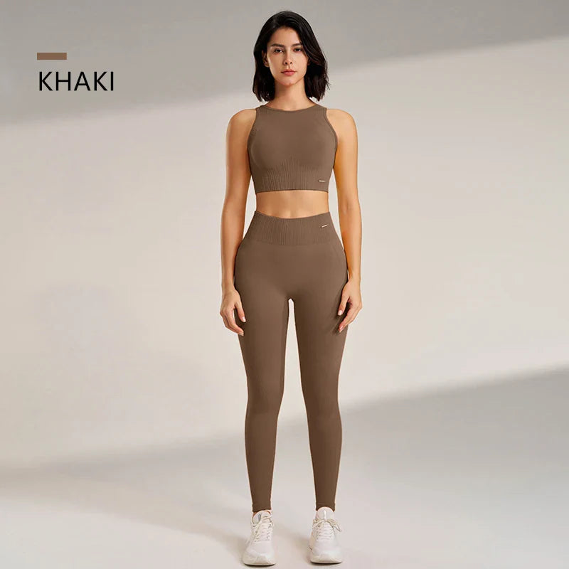 Drune | Nahtloses Yoga-satz- Hoch-taillierte Leggings & Top Zweiteiliges Fitness-outfit