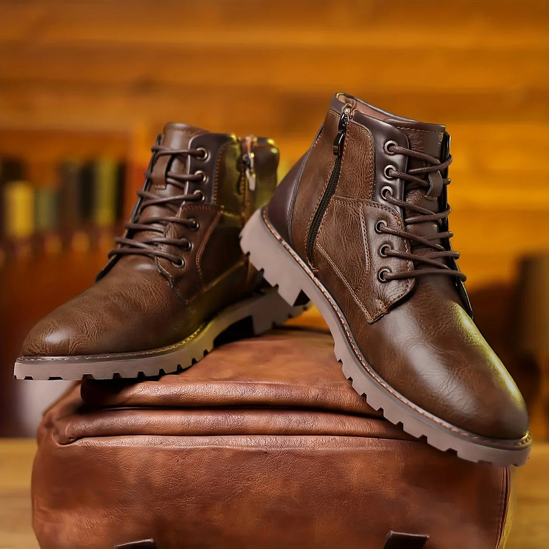 Drune | Klassische Herren Lederstiefeletten Mit Robuster Sohle Und Seitlichem Reißverschluss