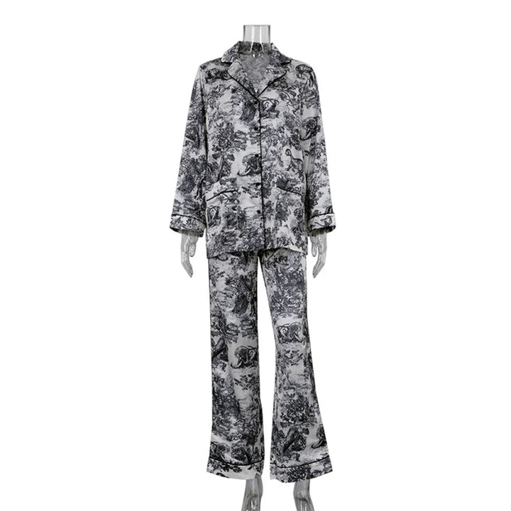 Drune | Bedrucktes Satin-Pyjama-Set