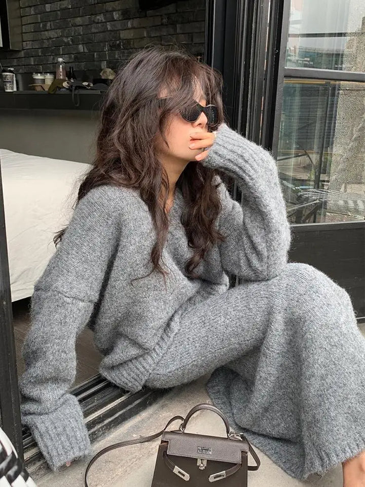 Drune | Zweiteiliges Set aus Strickpullover und Rock