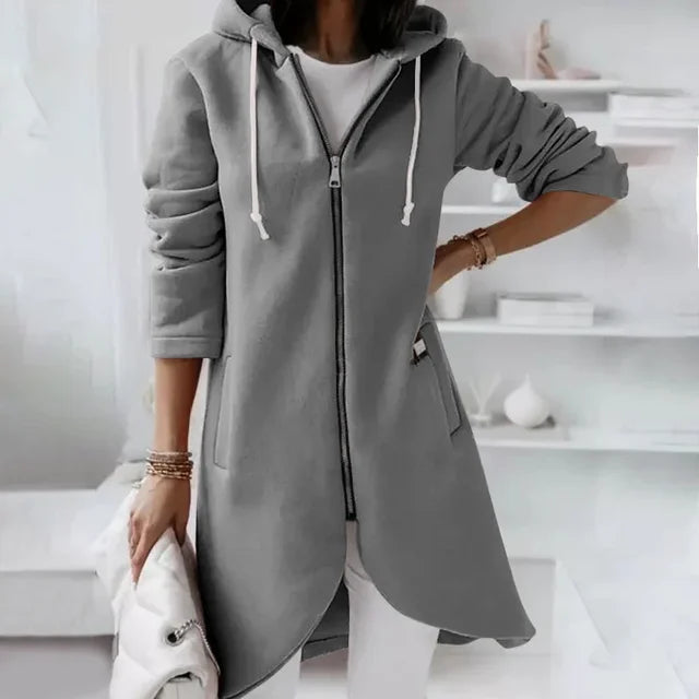 Drune | Hooded cardigan with curved hem