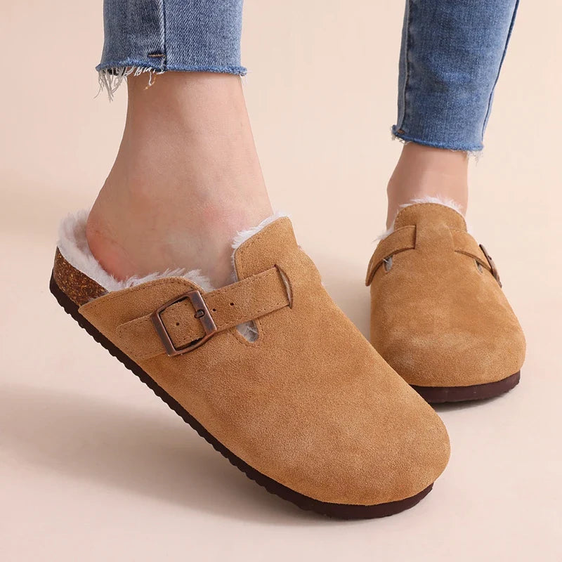 Drune | Pantoletten Damen – rutschfeste warme Winter Hausschuhe