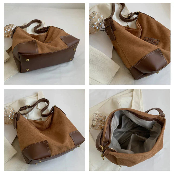 Drune | Damen Luxus Marke Messenger Taschen Retro Braun Crossbody Tote Taschen Eimer Clutch Tasche Einkauf Große Kapazität Reisetasche
