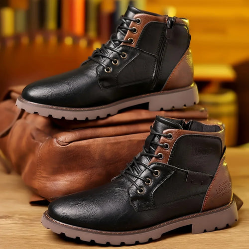 Drune | Klassische Herren Lederstiefeletten Mit Robuster Sohle Und Seitlichem Reißverschluss