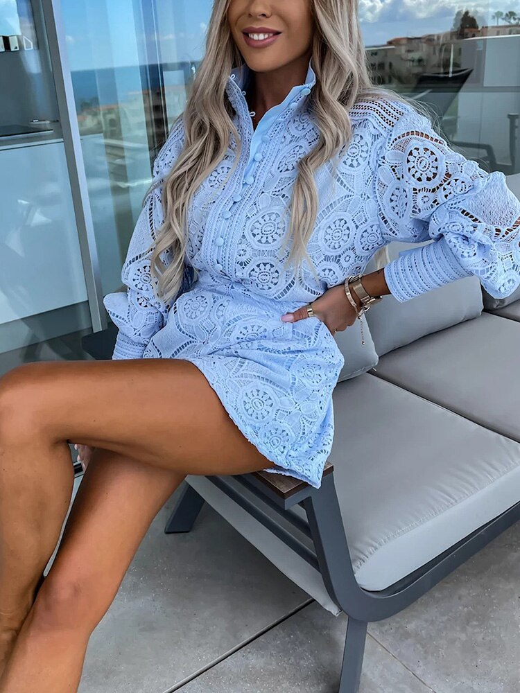 Drune | Lochspitzenbluse und Shorts-Set