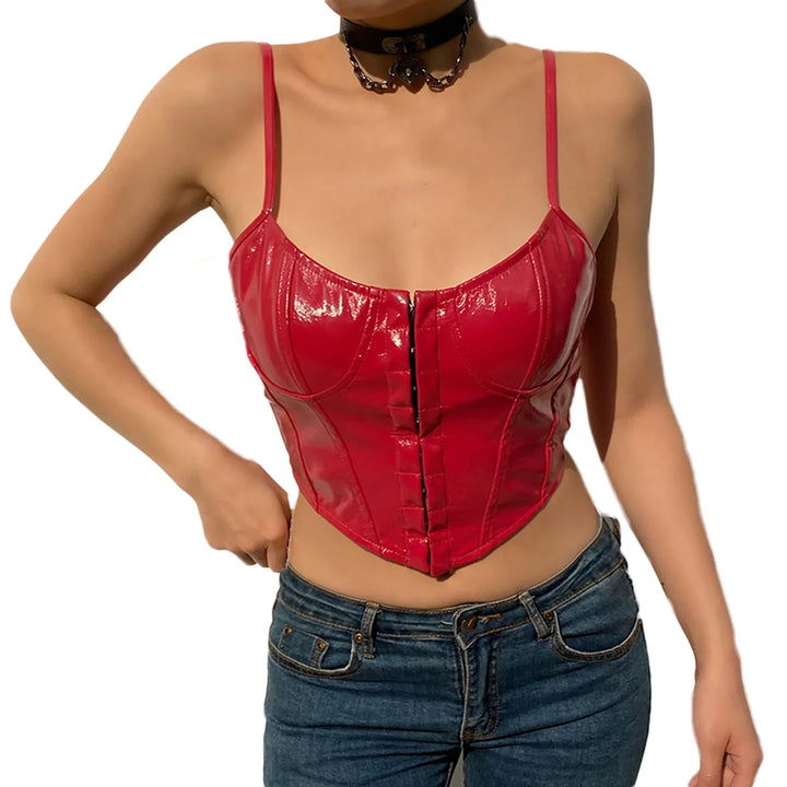 Drune | Korsatzt Pu Leder Bustier Crop Top