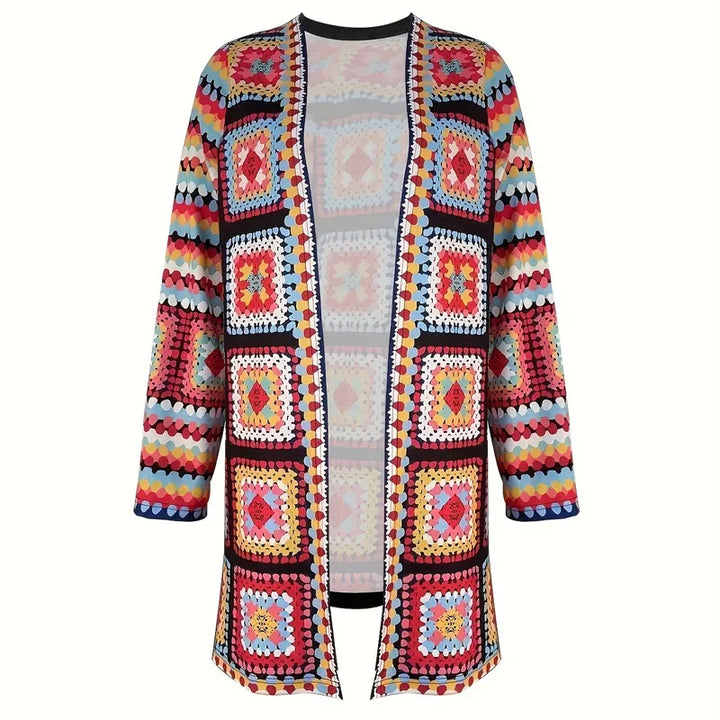 Drune | Ethnische Strickjacke in Retrofarben