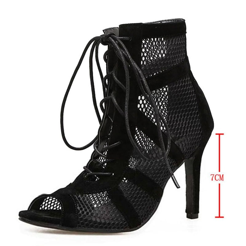 Drune | Damen Sandaletten mit Hohen Absätzen - Verführerische Spitze und Mesh für Den Perfekten Party-Look
