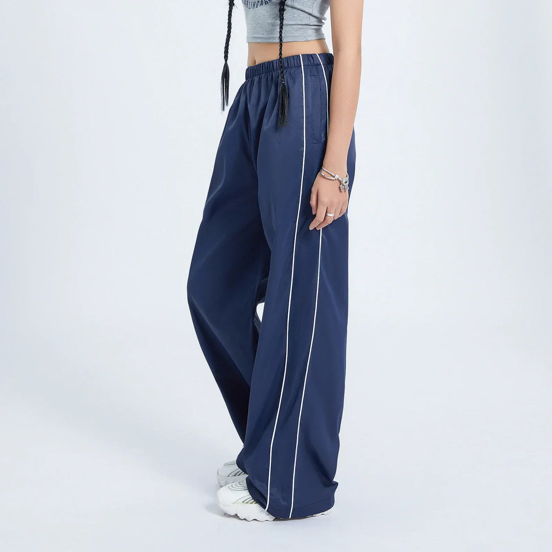 Drune | Frauen Y2K Elastischer Taillen Cargo Hosen Locker Einfarbige Jogginghosen Trainingshose mit Taschen Streetwear