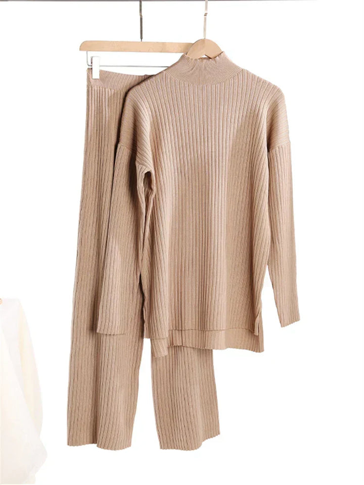 Drune | teilige Loungewear-Set - gestrickter Damenpullover und Hose