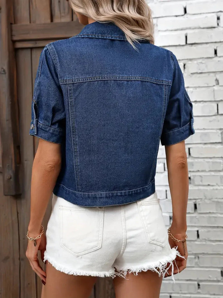 Drune | Denim Jacke Denim Hemd mit Kurzen Ärmeln für Damen