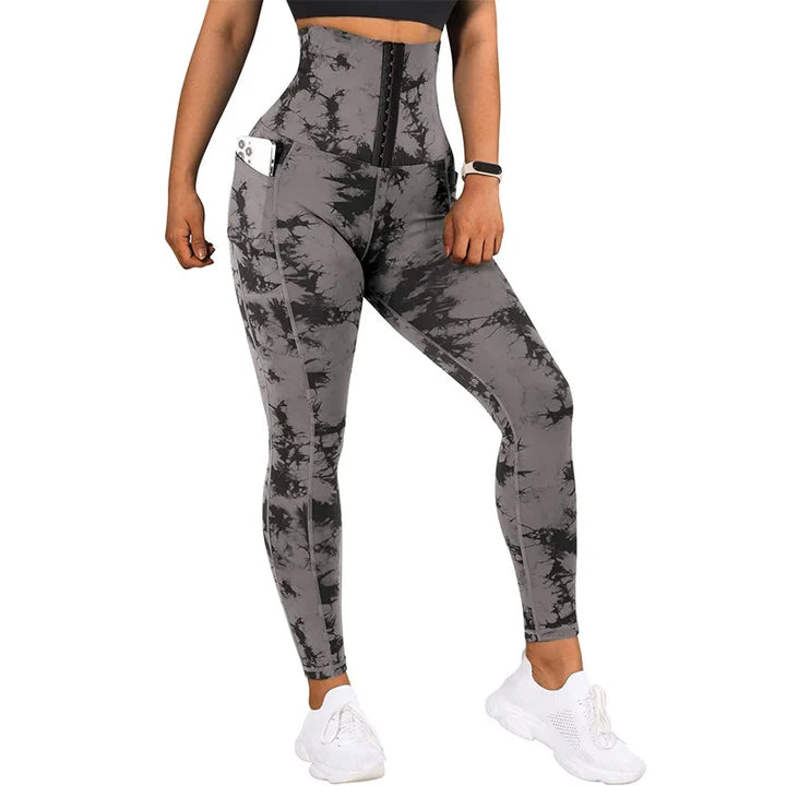 Drune | hohe Taille Sportleggings mit Reißverschluss
