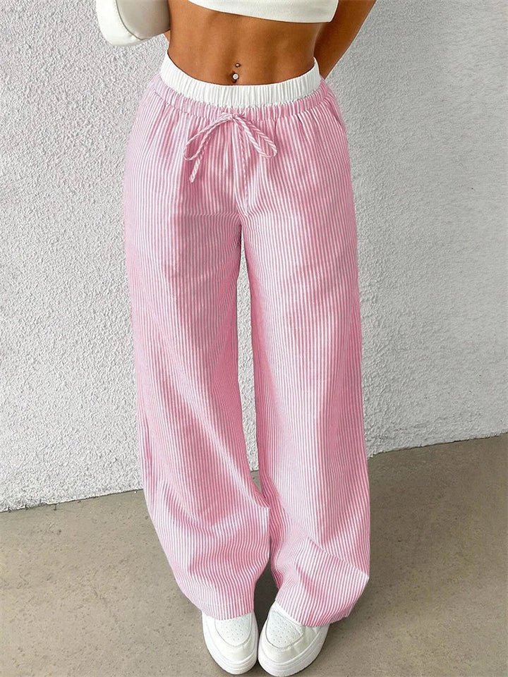 Drune | Bequeme Hose mit Weitem Bein und Streifendruck
