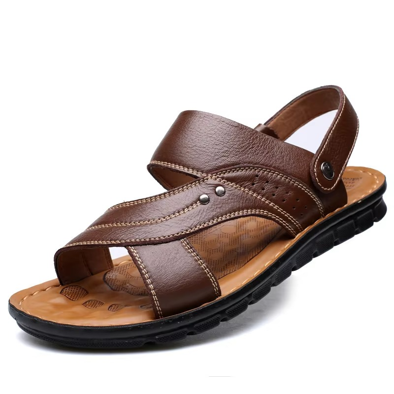 Herren orthopädische Ledersandalen mit verstellbaren Riemen