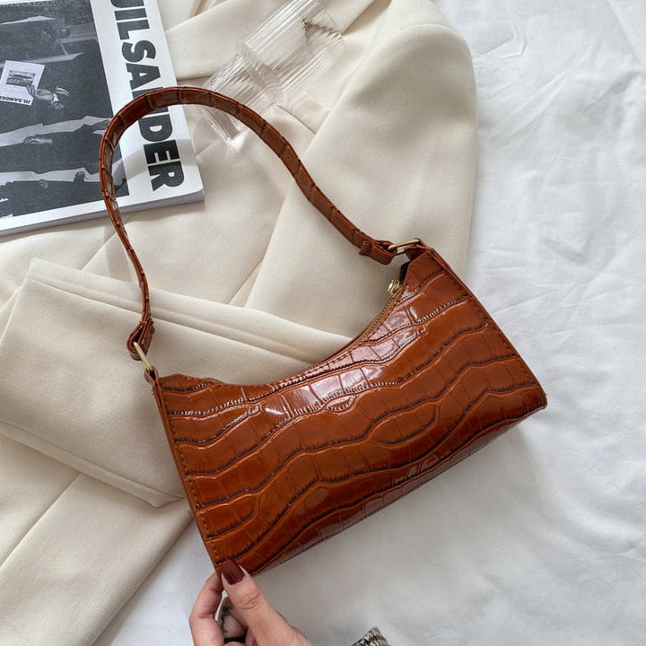 Drune Modische Exquisite Einkaufstasche Tote Schultertaschen Einfarbig Kettentasche für Damen