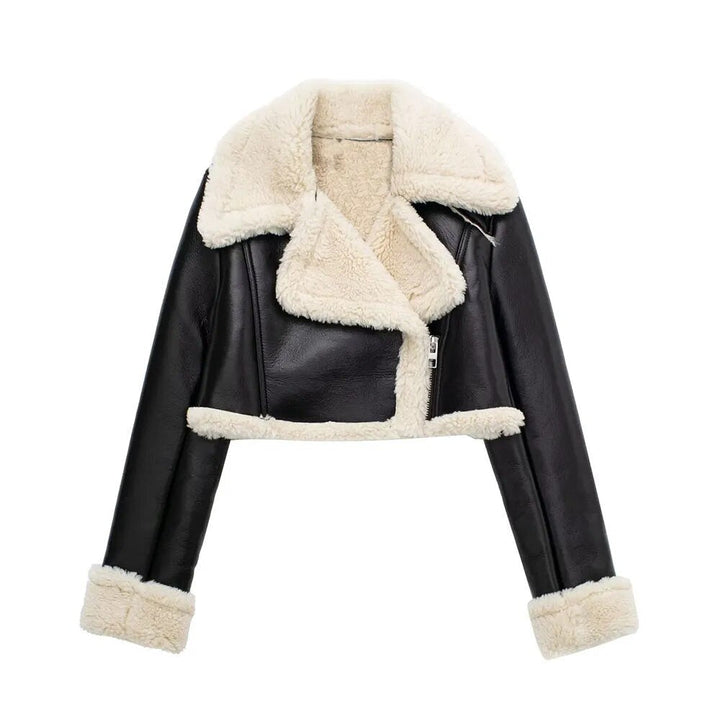 Drune | Lederjacke mit Teddy Fleece Innenfutter