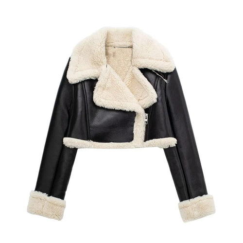 Drune | Lederjacke mit Teddy Fleece Innenfutter