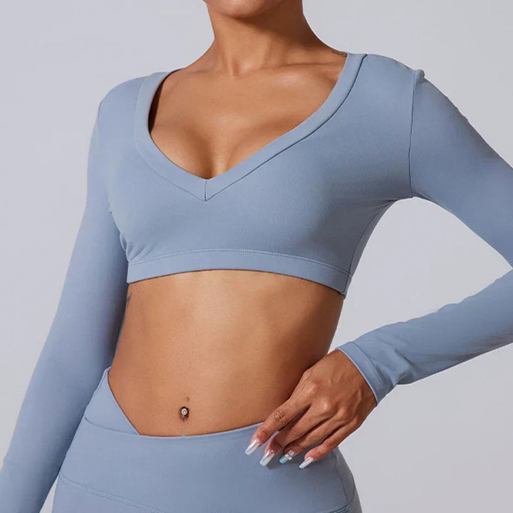 Drune | Sporttop mit langen Ärmeln und V-Ausschnitt für Damen