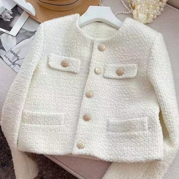 Drune | Damen Tweedjacke mit Rundhalsausschnitt