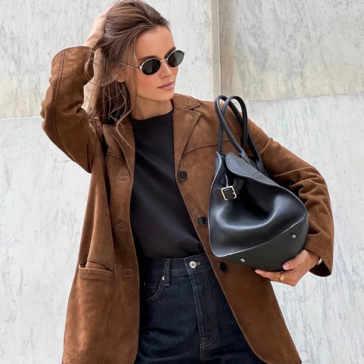 Drune | Braune Wildlederjacke Mit Revers Chic Und Warm