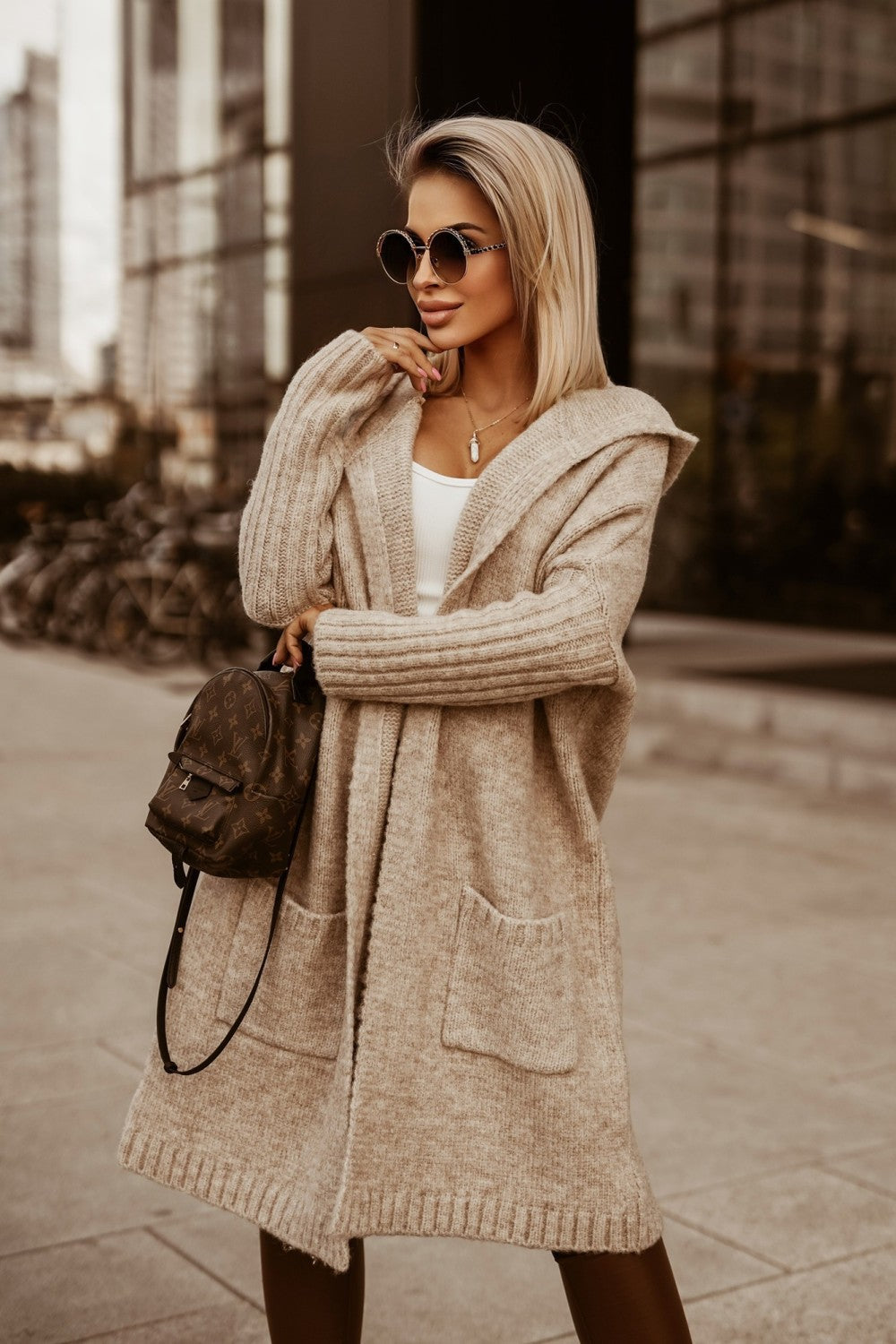 Drune | Langer cardigan mit Kapuze für Damen