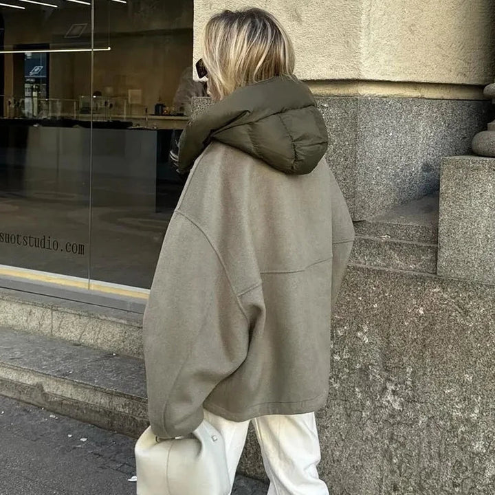 Lässige Lockere Damenjacke mit Kapuze