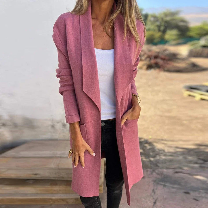 Drune | Einfarbiger Mid-Length Cardigan Mantel