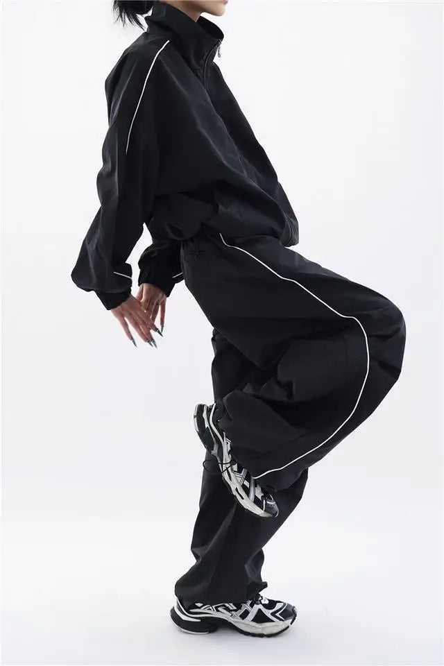 Drune | Oversized Sportlich Schwarz Trainingsanzug