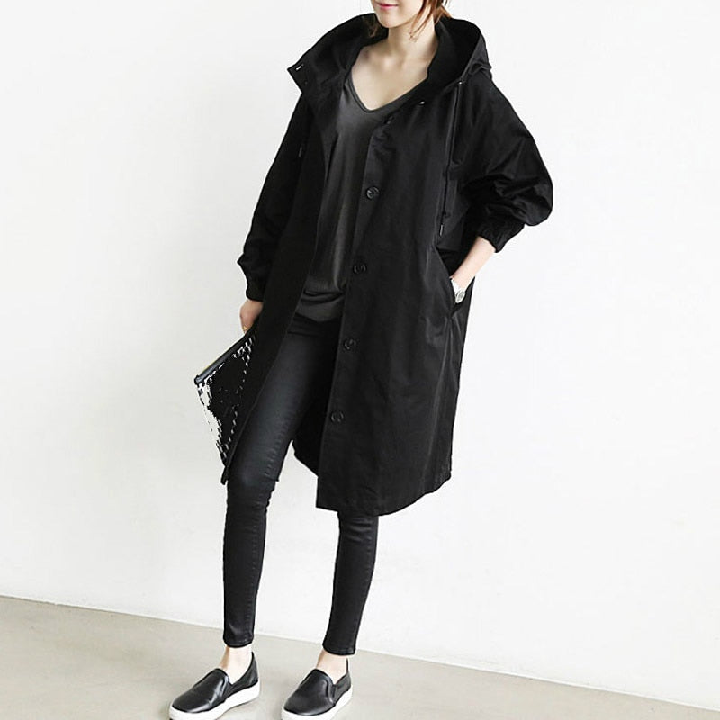 Drune Damen Windbreaker Mantel mit Kapuze