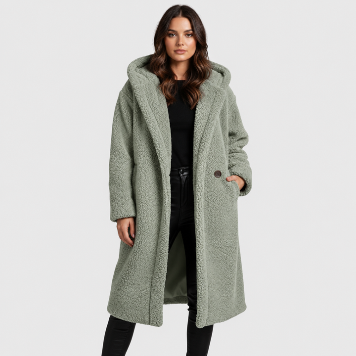 Damen Teddy Mantel mit Kapuze | Drune