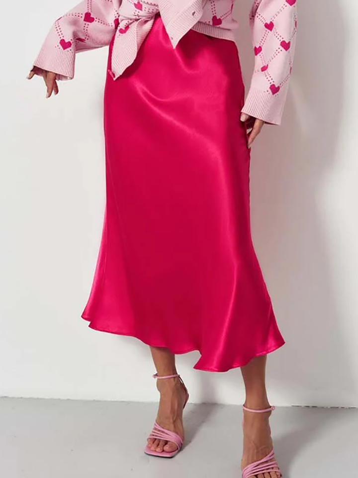 Drune | Satin-Midi-Rock mit Fließendem Design für Damen